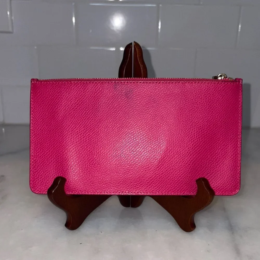 Coach Wristlet Bag Pouch Pink Saffiano Leather Clutch Pouch Wallet
